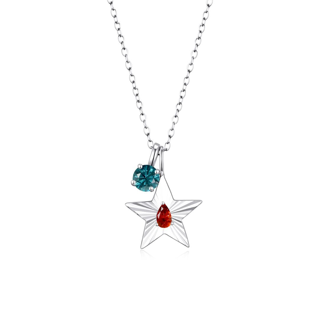 The Star Necklace with 4 Prong Solitaire Pendant WG (4mm) (Jul, Dec) - Eclat by Oui