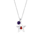 The Star Necklace with 4 Prong Solitaire Pendant WG (4mm) (Jul, Feb) - Eclat by Oui