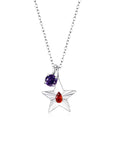 The Star Necklace with 4 Prong Solitaire Pendant WG (4mm) (Jul, Feb) - Eclat by Oui
