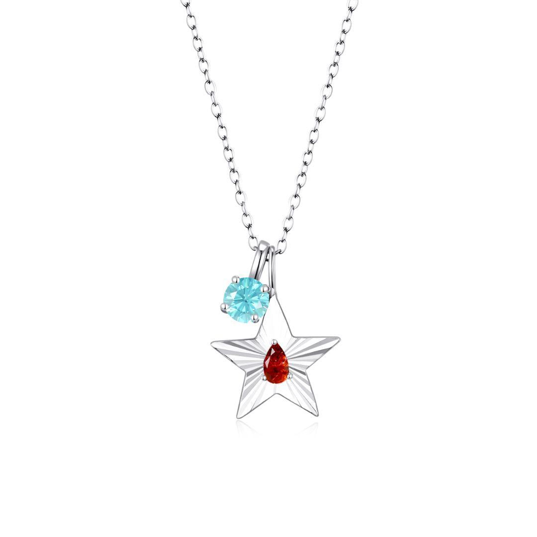 The Star Necklace with 4 Prong Solitaire Pendant WG (4mm) (Jul, Mar) - Eclat by Oui