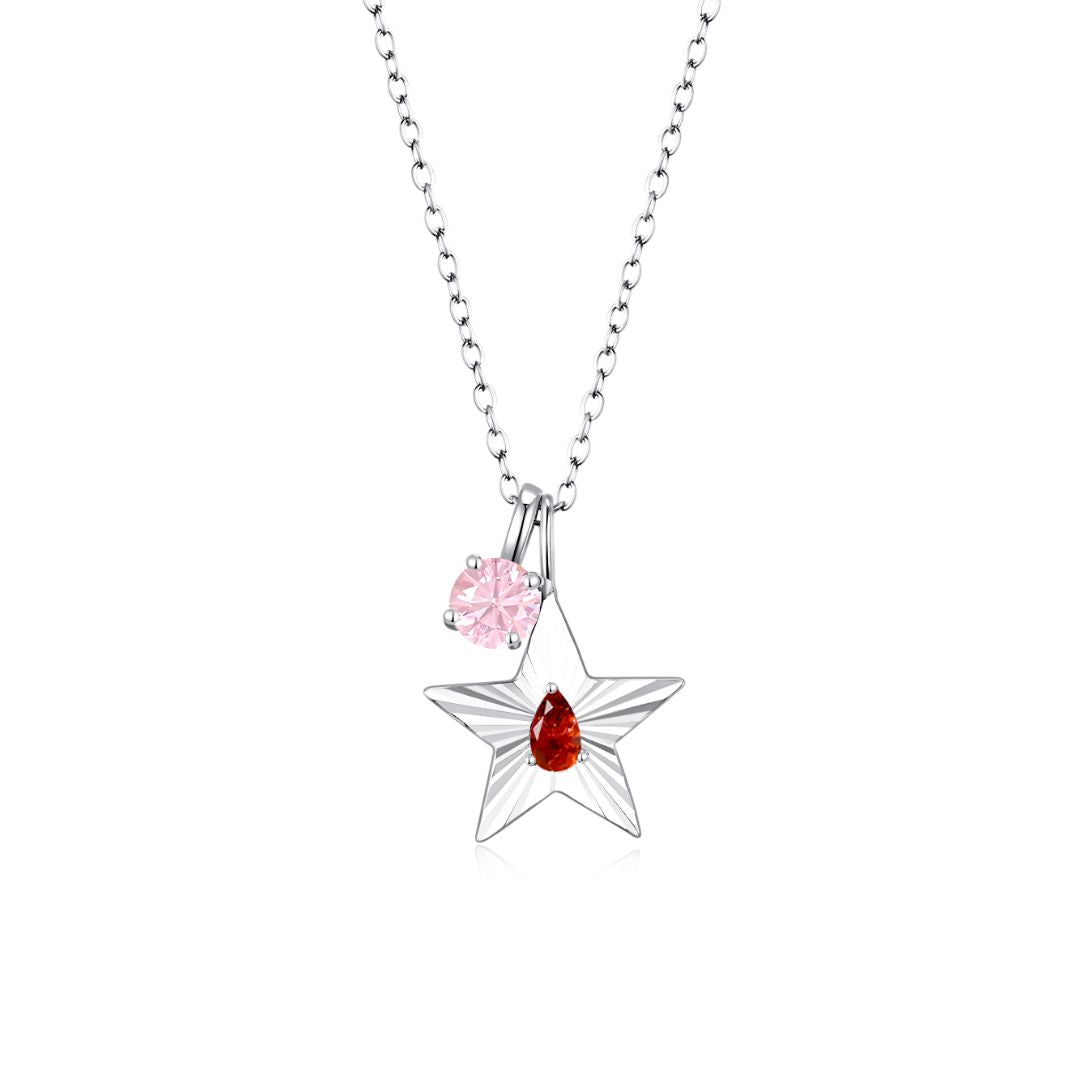 The Star Necklace with 4 Prong Solitaire Pendant WG (4mm) (Jul, Oct) - Eclat by Oui