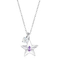 The Star Necklace with 4 Prong Solitaire Pendant WG (4mm) (Jun, Apr) - Eclat by Oui