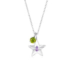 The Star Necklace with 4 Prong Solitaire Pendant WG (4mm) (Jun, Aug) - Eclat by Oui