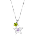 The Star Necklace with 4 Prong Solitaire Pendant WG (4mm) (Jun, Aug) - Eclat by Oui