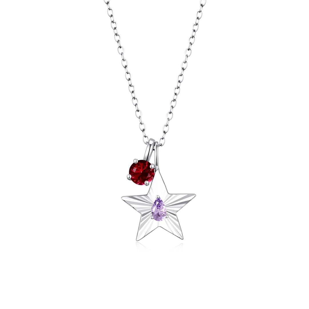 The Star Necklace with 4 Prong Solitaire Pendant WG (4mm) (Jun, Jan) - Eclat by Oui