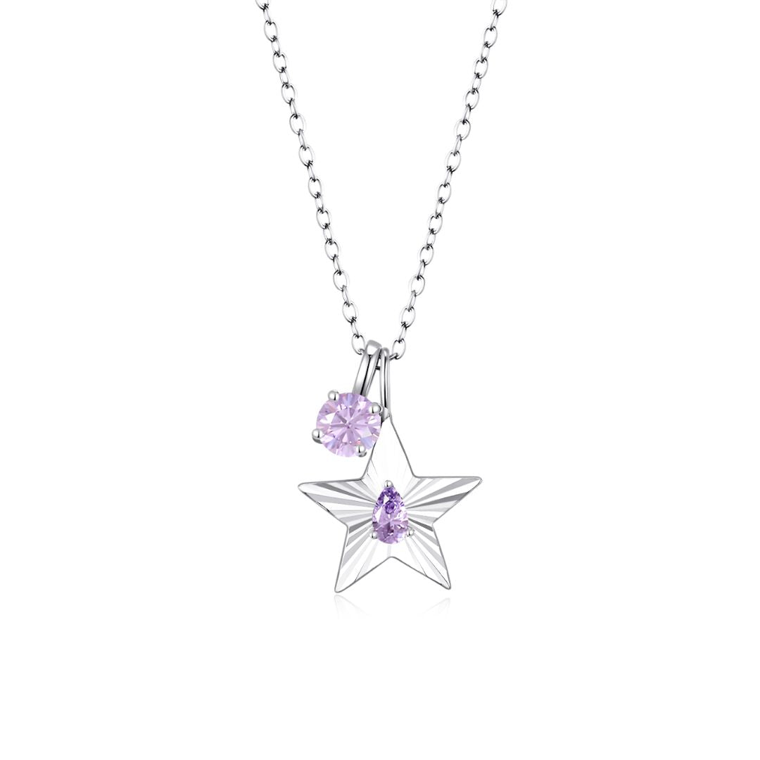 The Star Necklace with 4 Prong Solitaire Pendant WG (4mm) (Jun, Jun) - Eclat by Oui
