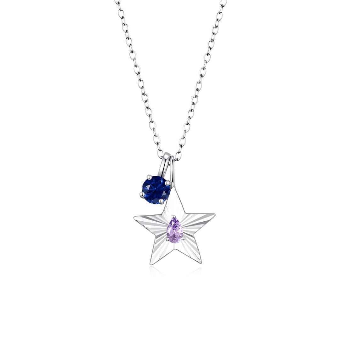 The Star Necklace with 4 Prong Solitaire Pendant WG (4mm) (Jun, Sep) - Eclat by Oui