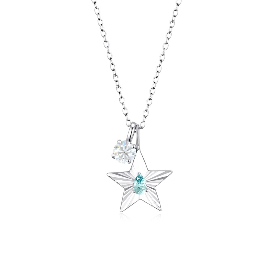 The Star Necklace with 4 Prong Solitaire Pendant WG (4mm) (Mar, Apr) - Eclat by Oui