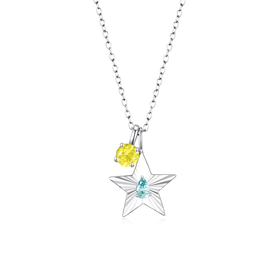 The Star Necklace with 4 Prong Solitaire Pendant WG (4mm) (Mar, Nov) - Eclat by Oui