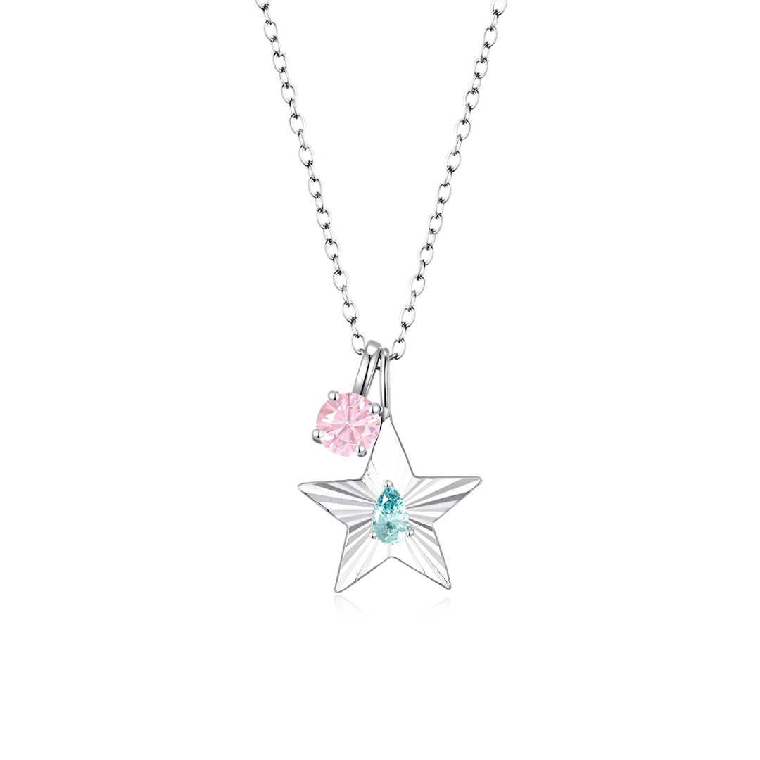 The Star Necklace with 4 Prong Solitaire Pendant WG (4mm) (Mar, Oct) - Eclat by Oui