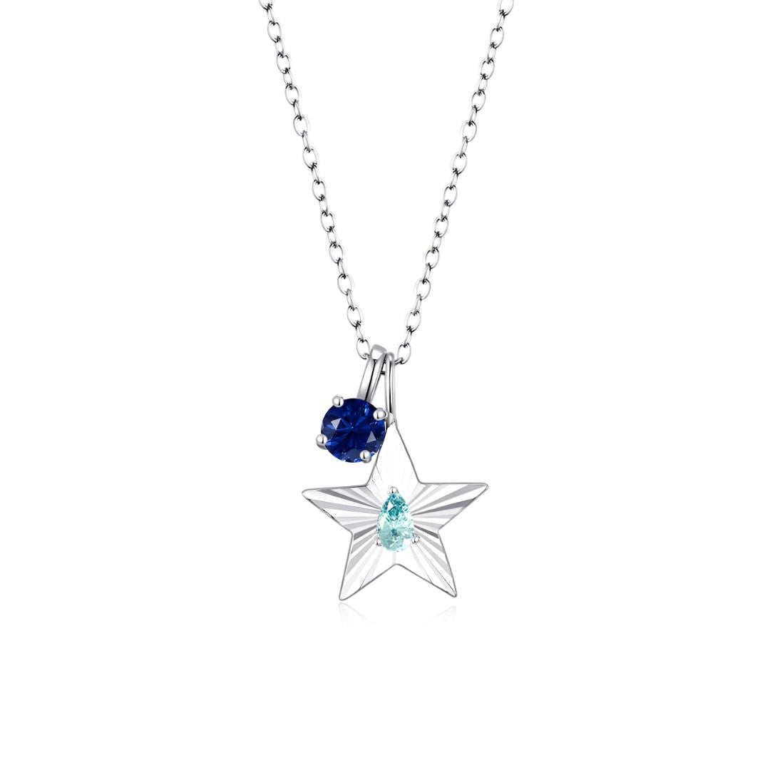 The Star Necklace with 4 Prong Solitaire Pendant WG (4mm) (Mar, Sep) - Eclat by Oui