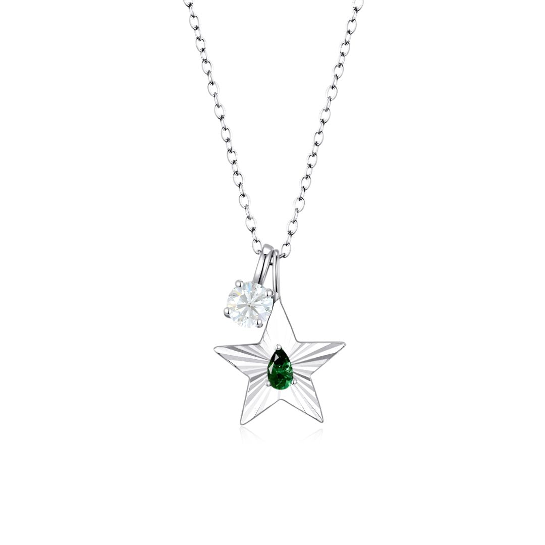 The Star Necklace with 4 Prong Solitaire Pendant WG (4mm) (May, Apr) - Eclat by Oui