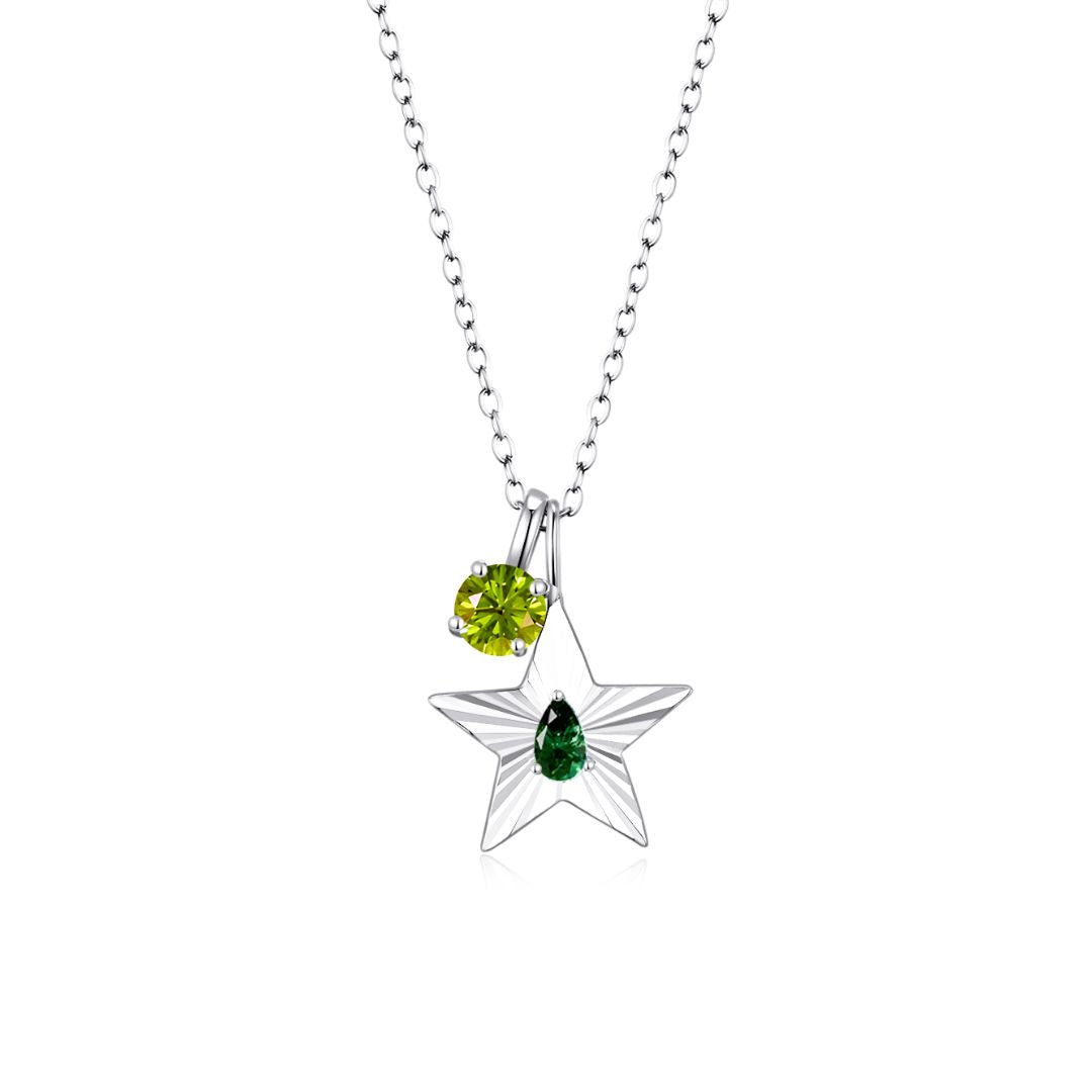 The Star Necklace with 4 Prong Solitaire Pendant WG (4mm) (May, Aug) - Eclat by Oui