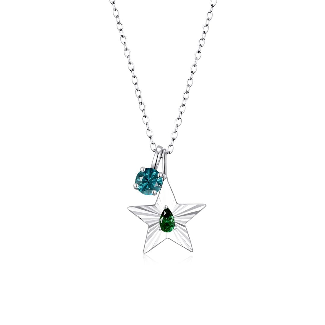The Star Necklace with 4 Prong Solitaire Pendant WG (4mm) (May, Dec) - Eclat by Oui