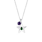 The Star Necklace with 4 Prong Solitaire Pendant WG (4mm) (May, Feb) - Eclat by Oui