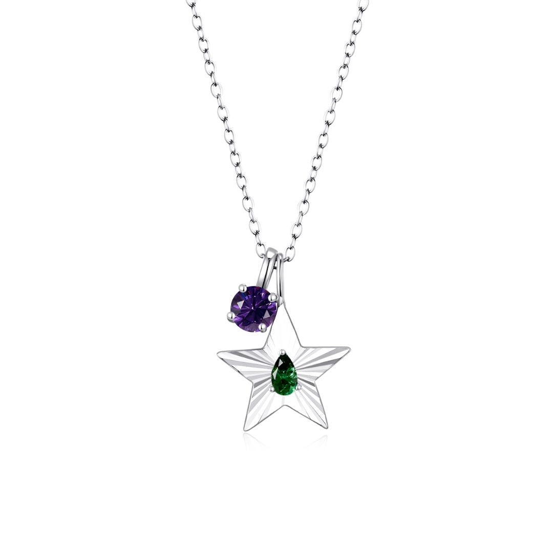 The Star Necklace with 4 Prong Solitaire Pendant WG (4mm) (May, Feb) - Eclat by Oui