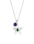 The Star Necklace with 4 Prong Solitaire Pendant WG (4mm) (May, Feb) - Eclat by Oui