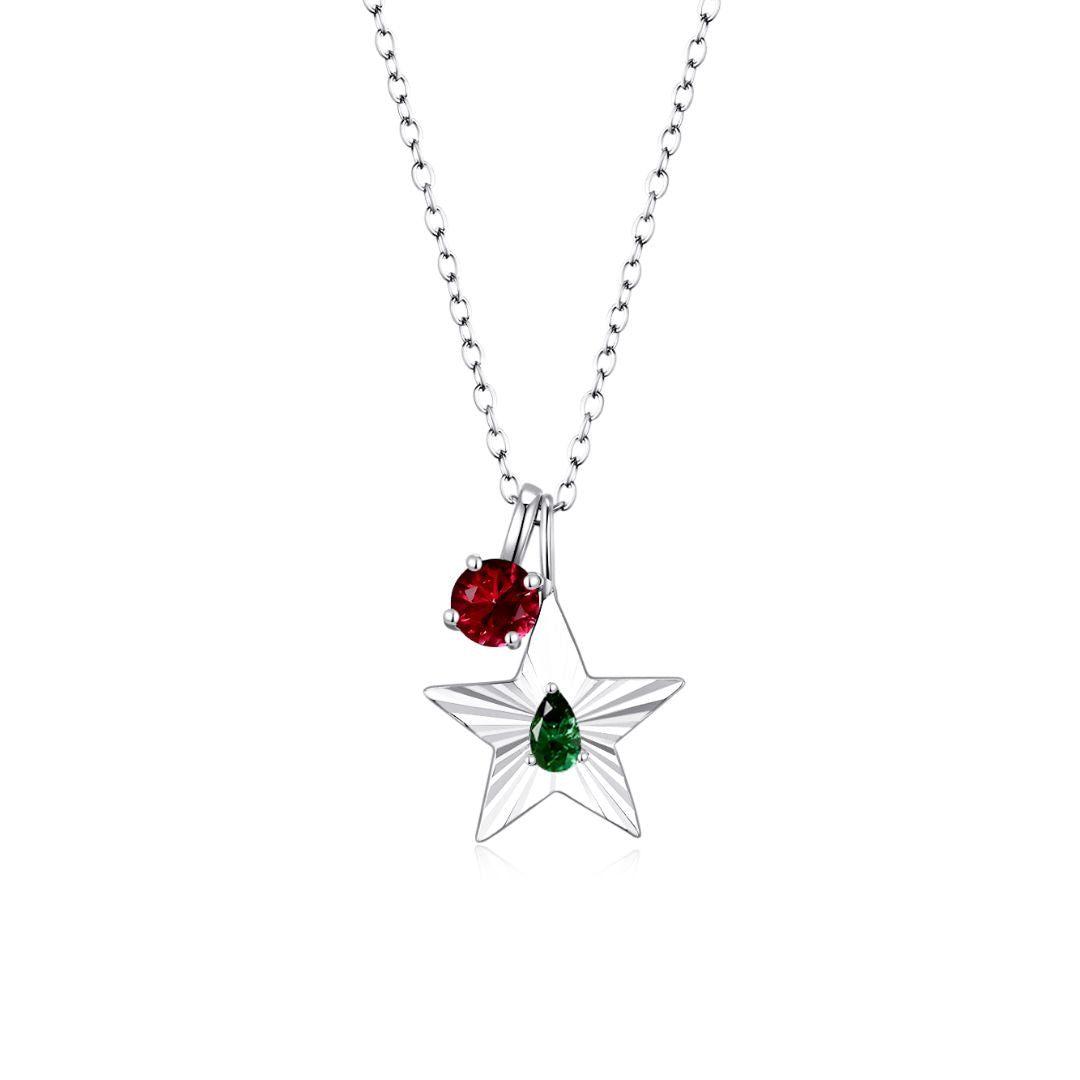 The Star Necklace with 4 Prong Solitaire Pendant WG (4mm) (May, Jan) - Eclat by Oui