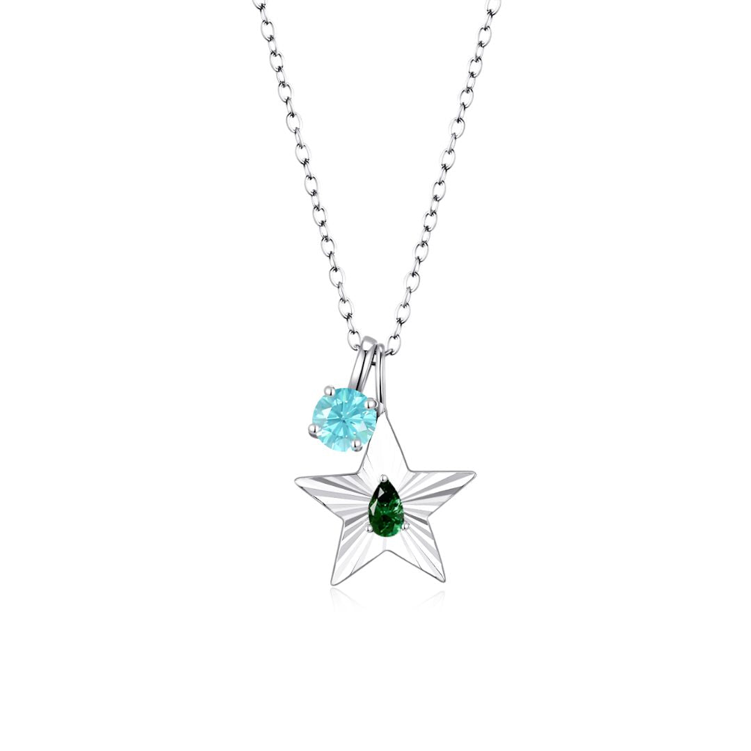 The Star Necklace with 4 Prong Solitaire Pendant WG (4mm) (May, Mar) - Eclat by Oui