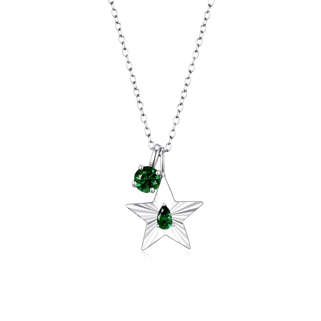 The Star Necklace with 4 Prong Solitaire Pendant WG (4mm) (May, May) - Eclat by Oui