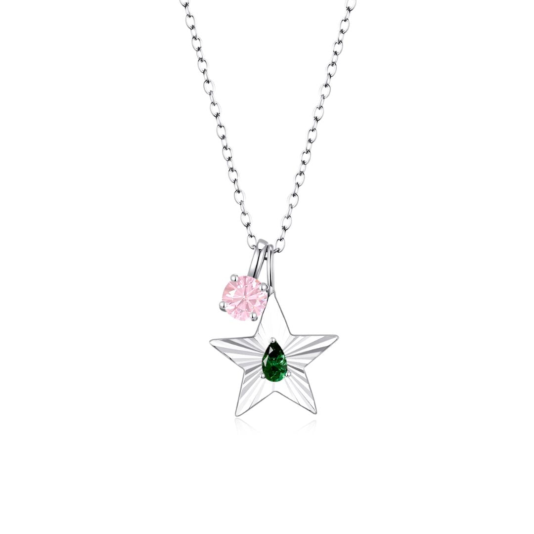 The Star Necklace with 4 Prong Solitaire Pendant WG (4mm) (May, Oct) - Eclat by Oui