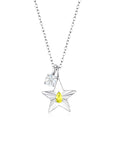 The Star Necklace with 4 Prong Solitaire Pendant WG (4mm) (Nov, Apr) - Eclat by Oui