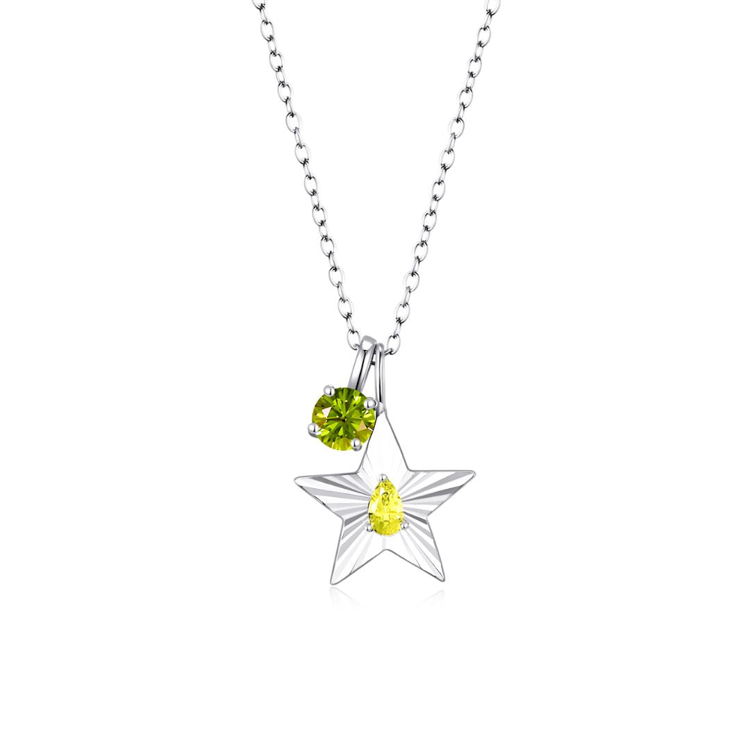 The Star Necklace with 4 Prong Solitaire Pendant WG (4mm) (Nov, Aug) - Eclat by Oui