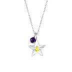 The Star Necklace with 4 Prong Solitaire Pendant WG (4mm) (Nov, Feb) - Eclat by Oui