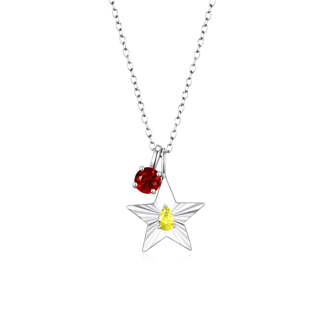 The Star Necklace with 4 Prong Solitaire Pendant WG (4mm) (Nov, Jul) - Eclat by Oui