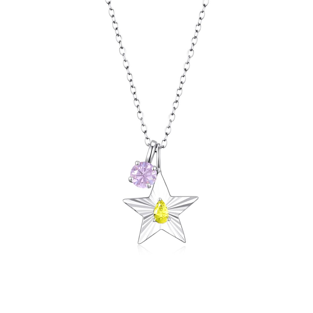 The Star Necklace with 4 Prong Solitaire Pendant WG (4mm) (Nov, Jun) - Eclat by Oui