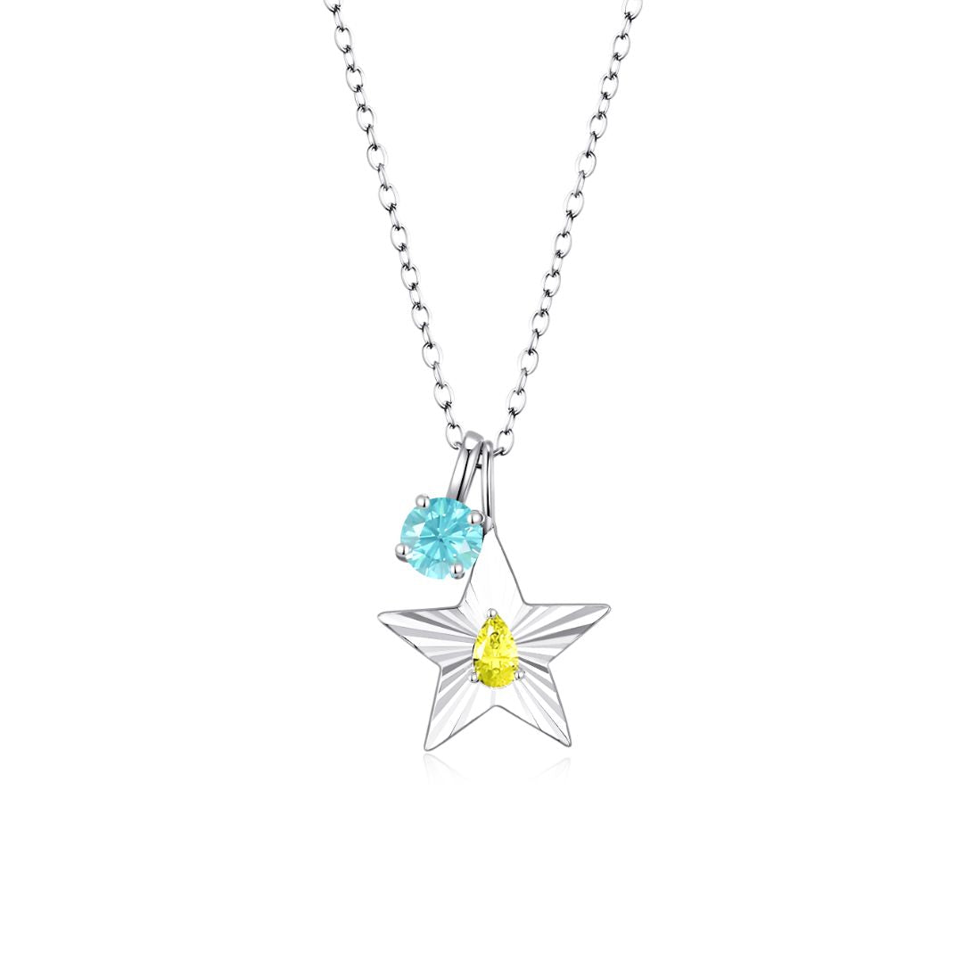 The Star Necklace with 4 Prong Solitaire Pendant WG (4mm) (Nov, Mar) - Eclat by Oui