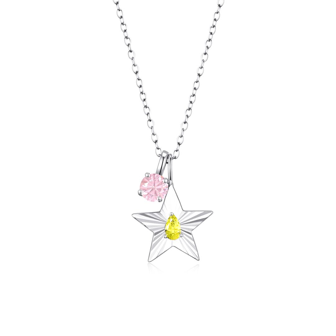 The Star Necklace with 4 Prong Solitaire Pendant WG (4mm) (Nov, Oct) - Eclat by Oui