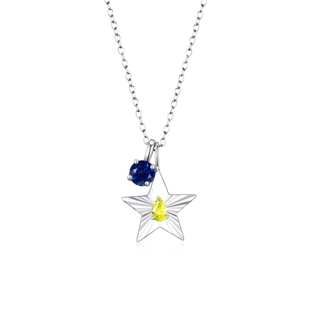 The Star Necklace with 4 Prong Solitaire Pendant WG (4mm) (Nov, Sep) - Eclat by Oui