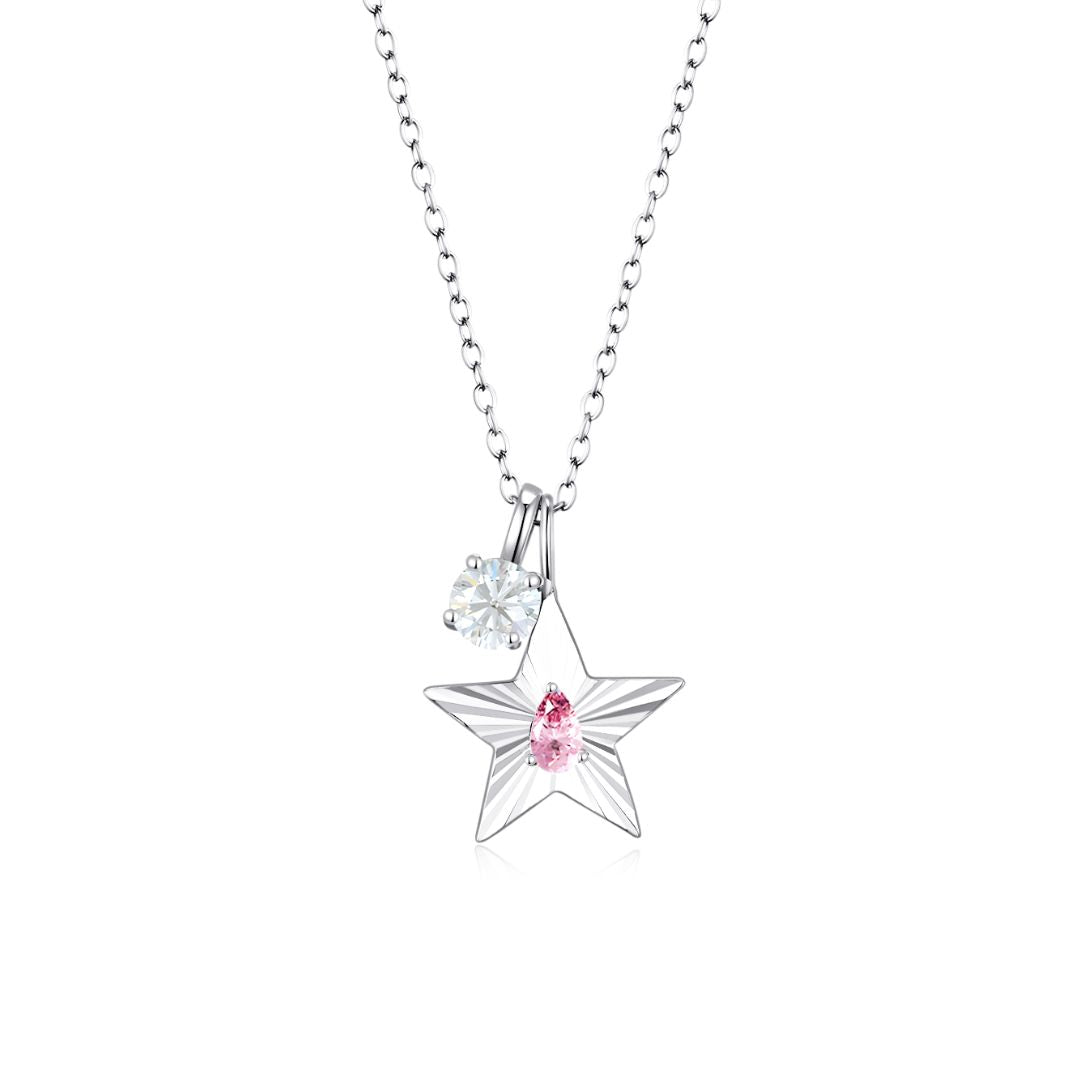 The Star Necklace with 4 Prong Solitaire Pendant WG (4mm) (Oct, Apr) - Eclat by Oui