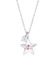 The Star Necklace with 4 Prong Solitaire Pendant WG (4mm) (Oct, Apr) - Eclat by Oui