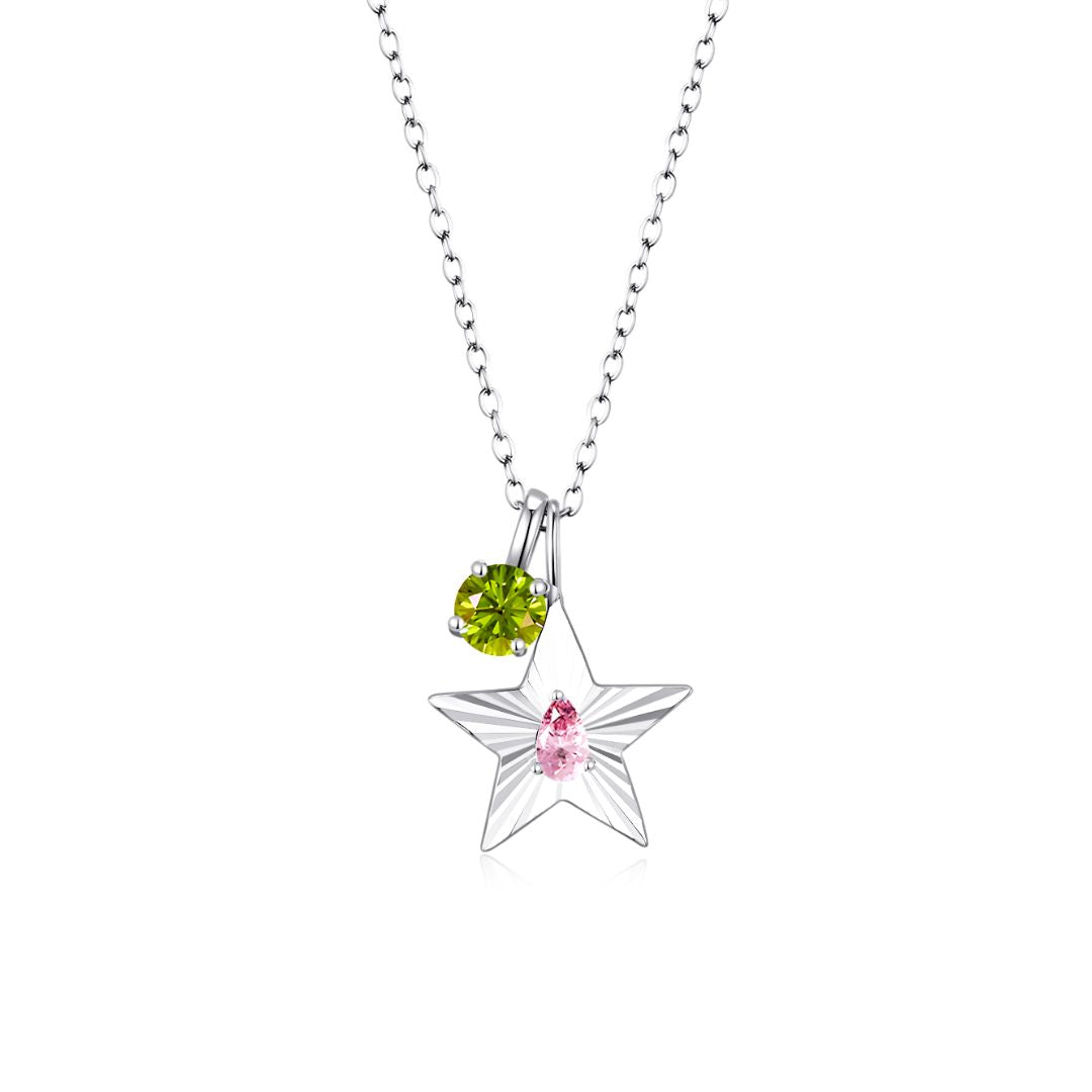 The Star Necklace with 4 Prong Solitaire Pendant WG (4mm) (Oct, Aug) - Eclat by Oui
