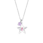 The Star Necklace with 4 Prong Solitaire Pendant WG (4mm) (Oct, Jun) - Eclat by Oui