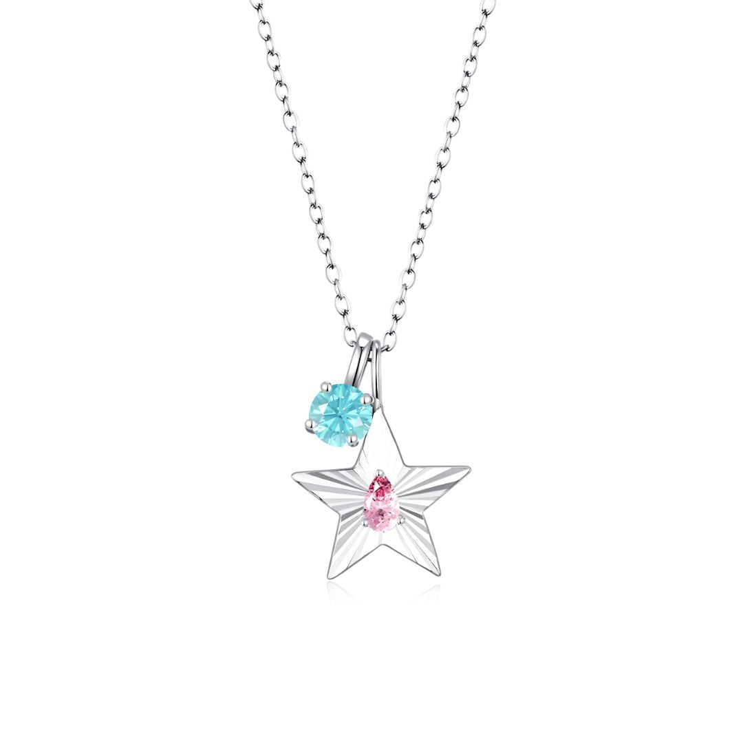 The Star Necklace with 4 Prong Solitaire Pendant WG (4mm) (Oct, Mar) - Eclat by Oui
