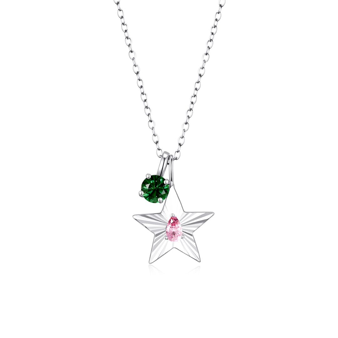 The Star Necklace with 4 Prong Solitaire Pendant WG (4mm) (Oct, May) - Eclat by Oui