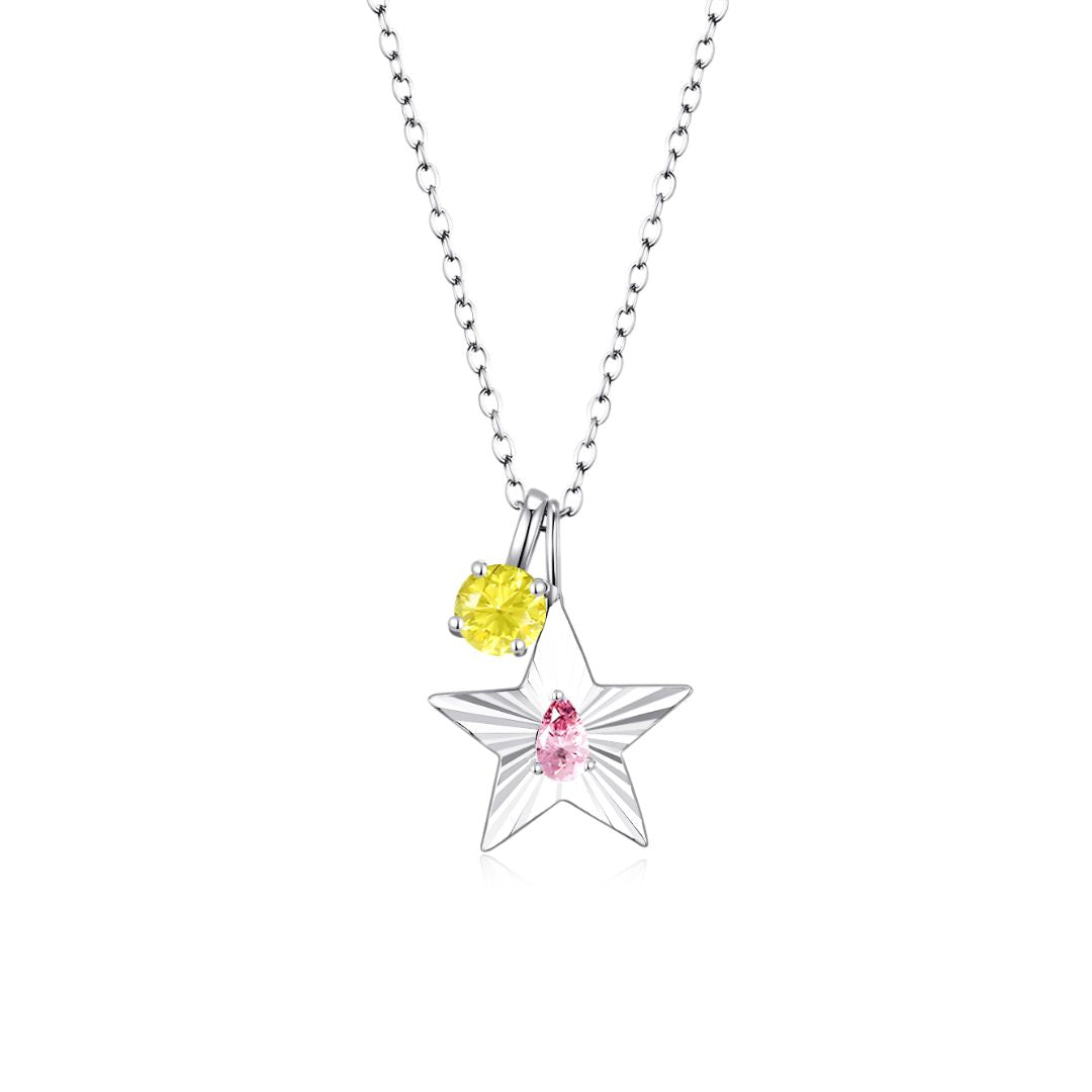 The Star Necklace with 4 Prong Solitaire Pendant WG (4mm) (Oct, Nov) - Eclat by Oui