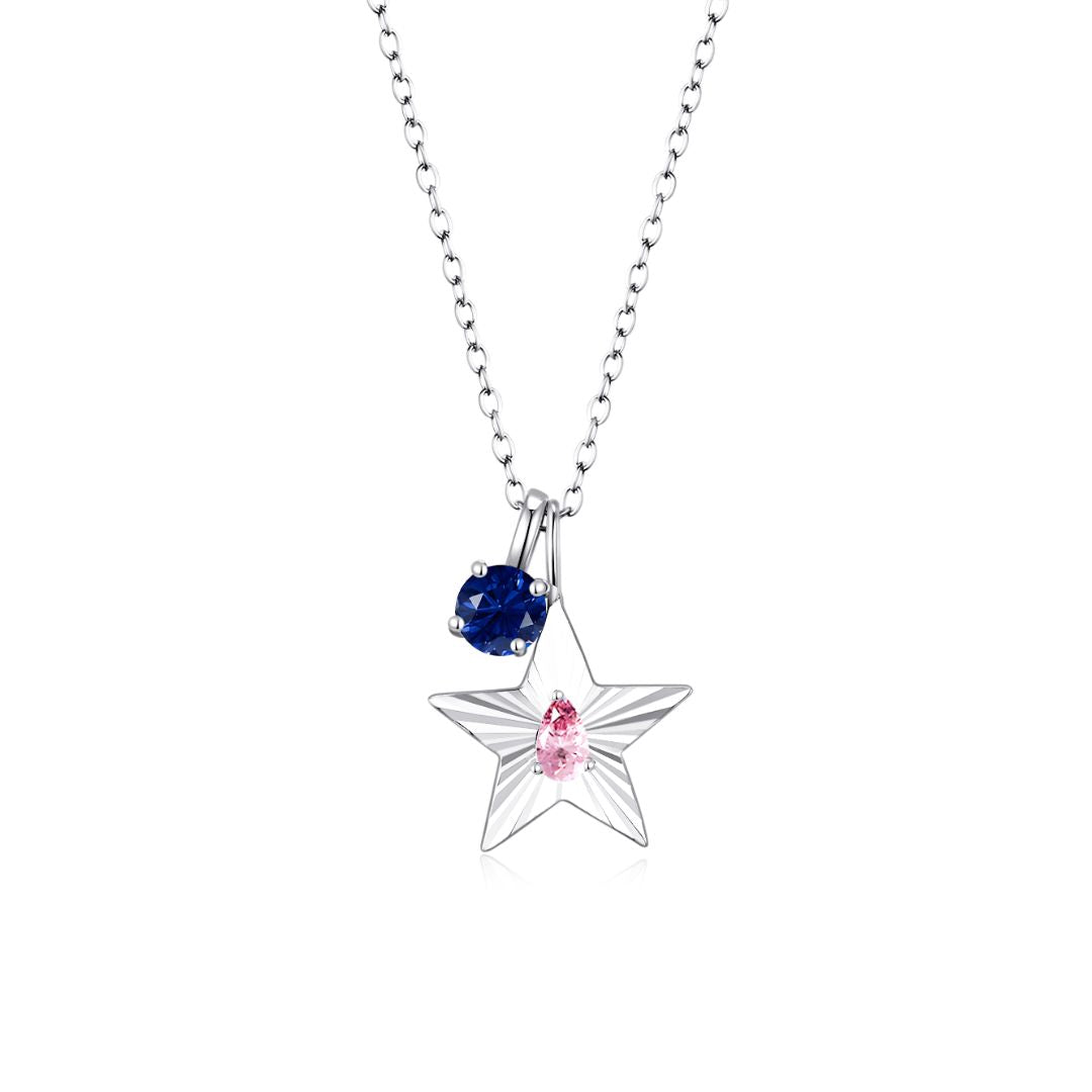 The Star Necklace with 4 Prong Solitaire Pendant WG (4mm) (Oct, Sep) - Eclat by Oui