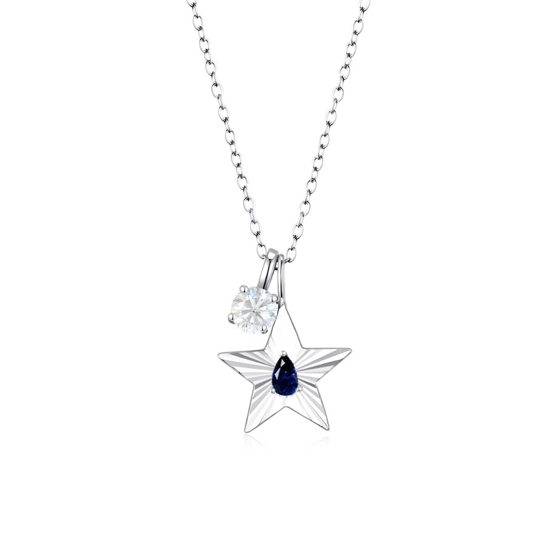 The Star Necklace with 4 Prong Solitaire Pendant WG (4mm) (Sep, Apr) - Eclat by Oui