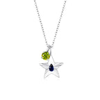 The Star Necklace with 4 Prong Solitaire Pendant WG (4mm) (Sep, Aug) - Eclat by Oui