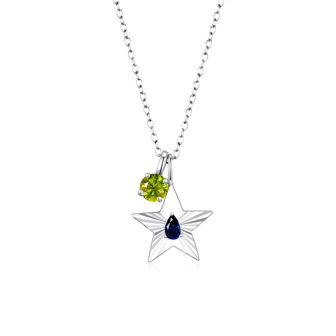 The Star Necklace with 4 Prong Solitaire Pendant WG (4mm) (Sep, Aug) - Eclat by Oui