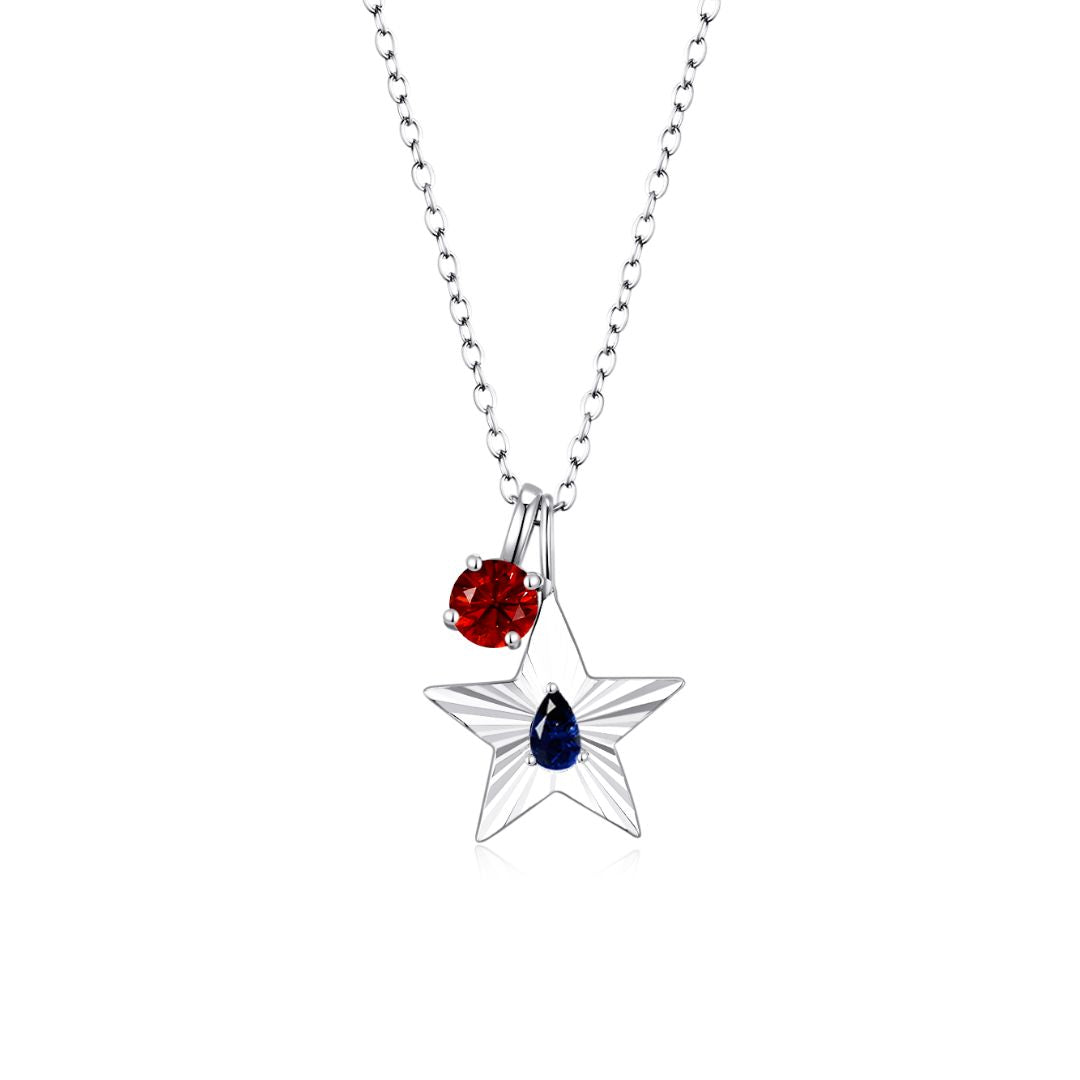 The Star Necklace with 4 Prong Solitaire Pendant WG (4mm) (Sep, Jul) - Eclat by Oui