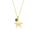 The Star Necklace with 4 Prong Solitaire Pendant YG (4mm) (Apr, Aug) - Eclat by Oui