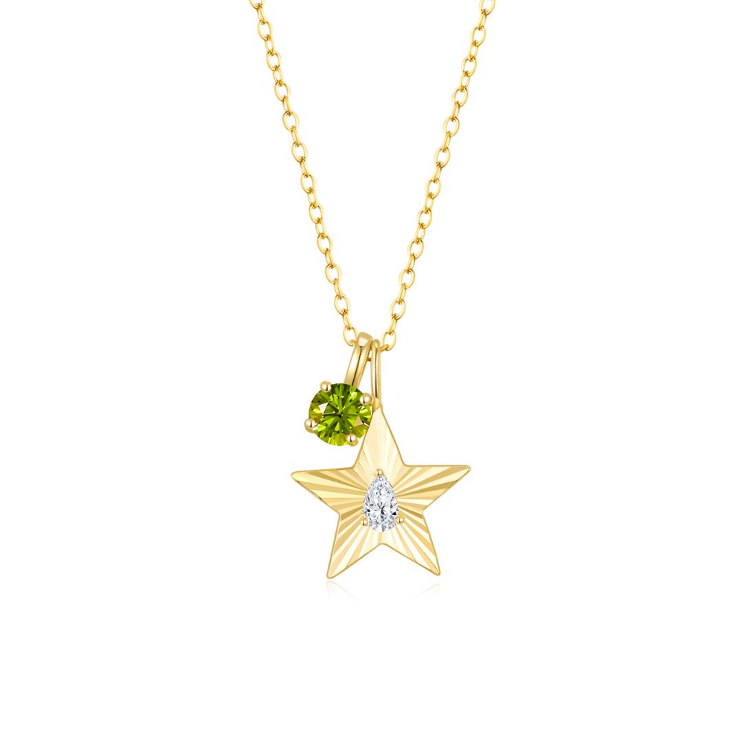 The Star Necklace with 4 Prong Solitaire Pendant YG (4mm) (Apr, Aug) - Eclat by Oui