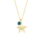The Star Necklace with 4 Prong Solitaire Pendant YG (4mm) (Apr, Dec) - Eclat by Oui