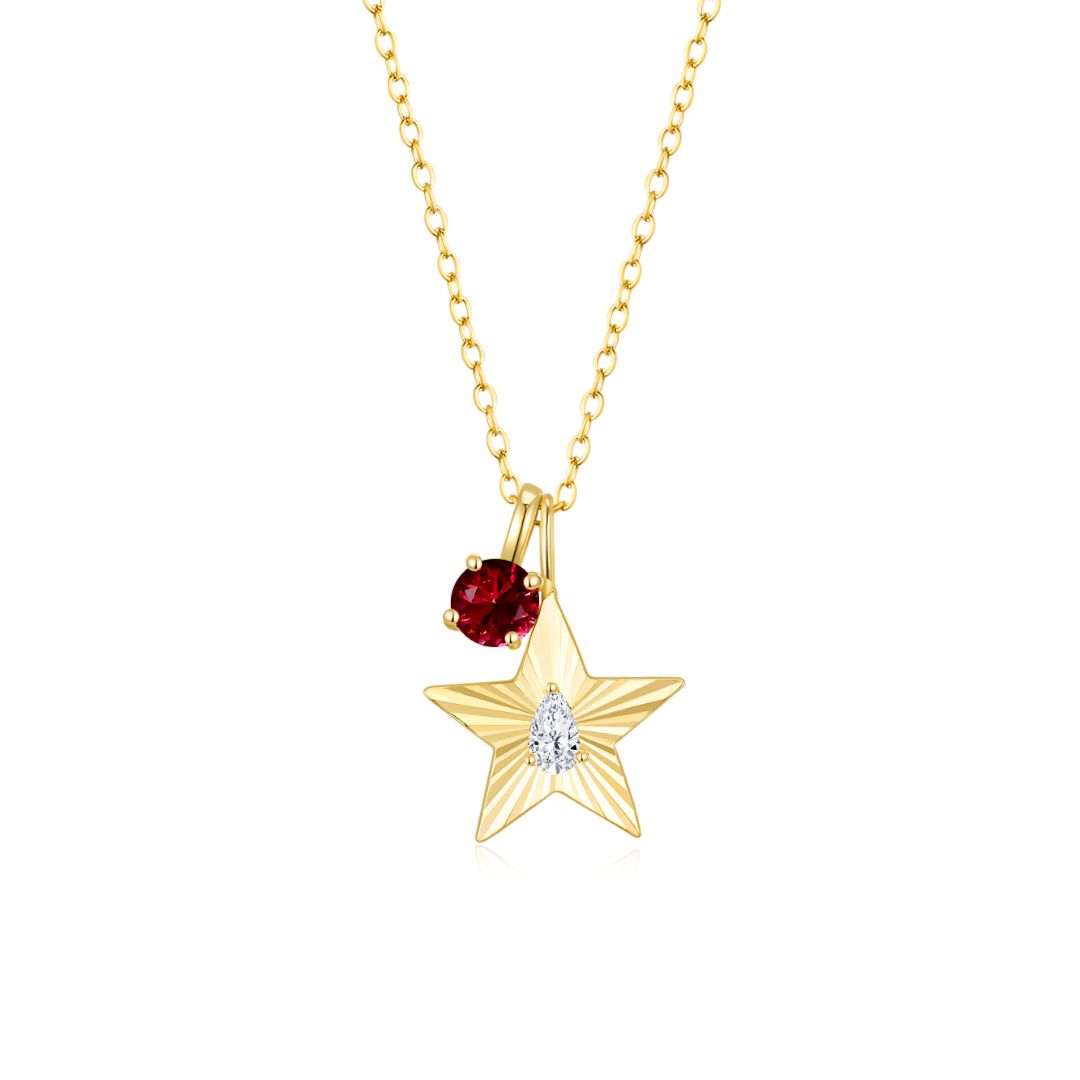 The Star Necklace with 4 Prong Solitaire Pendant YG (4mm) (Apr, Jan) - Eclat by Oui