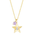 The Star Necklace with 4 Prong Solitaire Pendant YG (4mm) (Apr, Jun) - Eclat by Oui